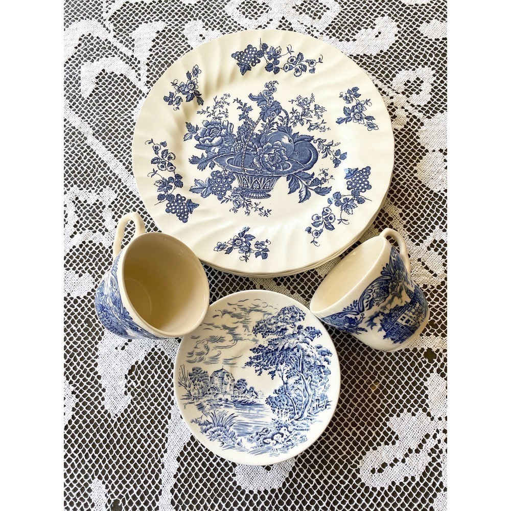 Bountiful Myott Meakin Plates Staffordshire England Enoch Wedgewood Saucers Cups